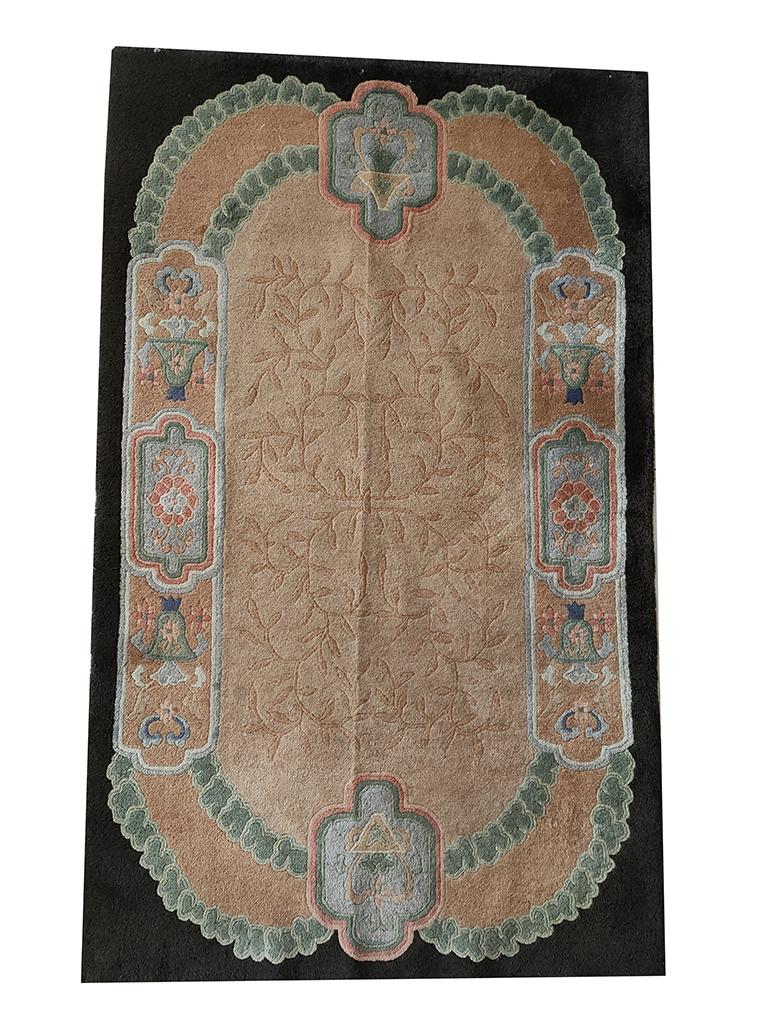 Hand-Knotted 1920s Chinese Art Deco Carpet ( 3' x 5' - 90 x 152 ) For Sale