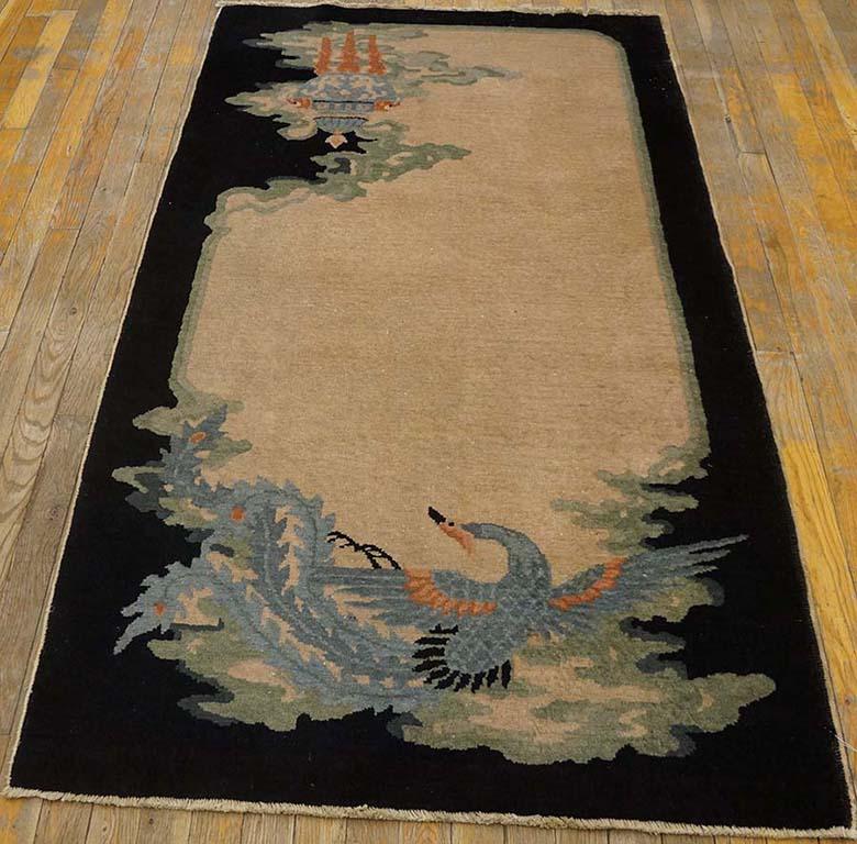 Antique Chinese, Art Deco rug. Size: 3'2
