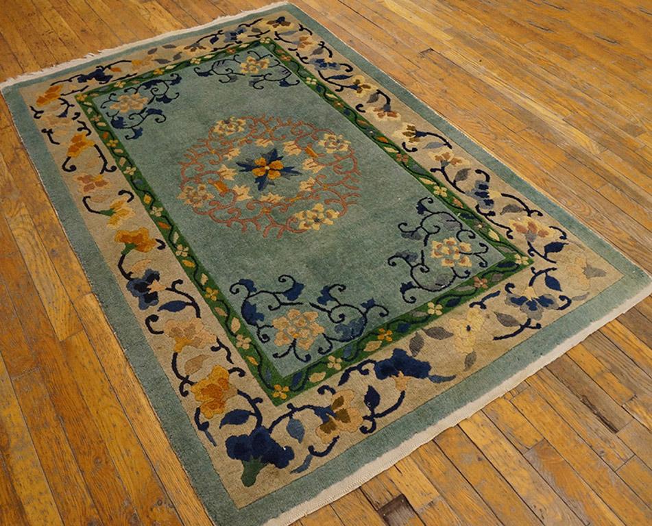 Wool 1920s Chinese Art Deco Carpet ( 3'7