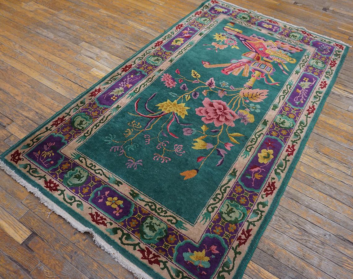 Antique Chinese Art Deco Rug 4' 0'' x 6' 10'' In Good Condition In New York, NY