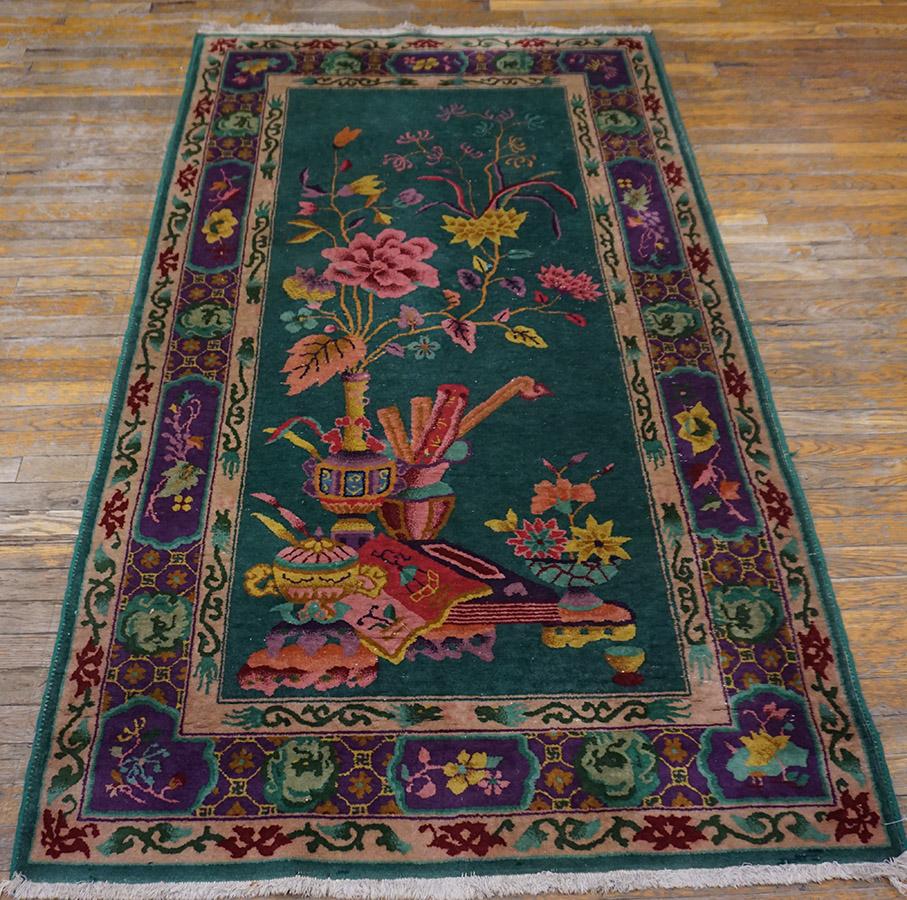 Wool Antique Chinese Art Deco Rug 4' 0'' x 6' 10''