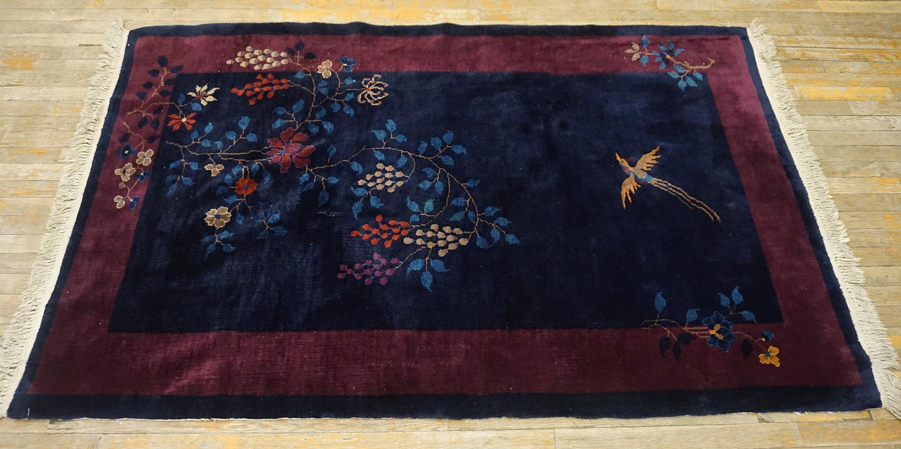 Wool 1920s Chinese Art Deco Carpet ( 4'1