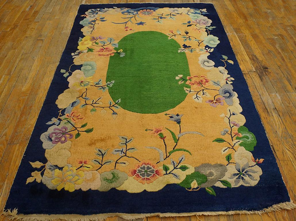 Hand-Knotted 1920s Chinese Art Deco Carpet ( 4' x 6'10