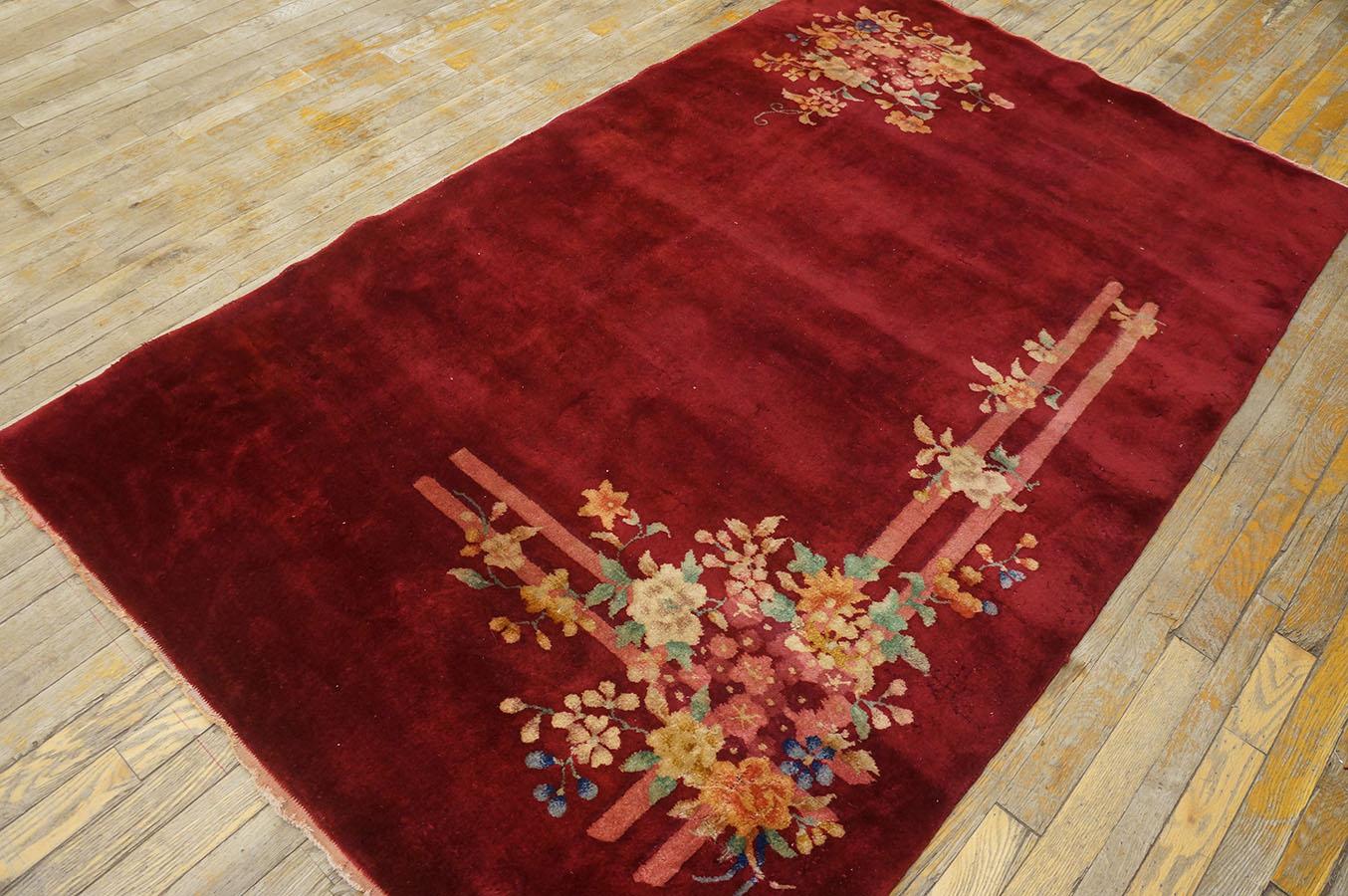 Hand-Knotted 1930s Chinese Art Deco Rug ( 4' x 6'8