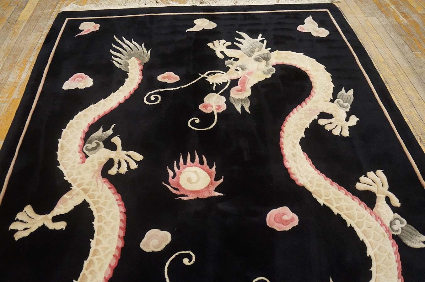 Vintage 1980s Chinese Dragon Carpet ( 5' x 8' - 152 x 243 cm) For Sale 6