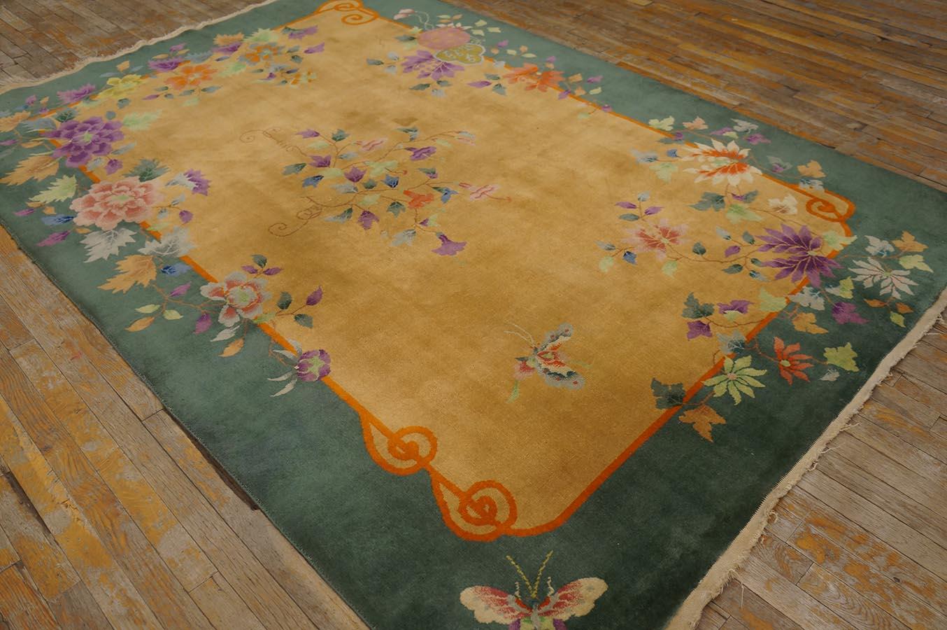 Hand-Knotted 1920s Chinese Art Deco Carpet ( 5'10