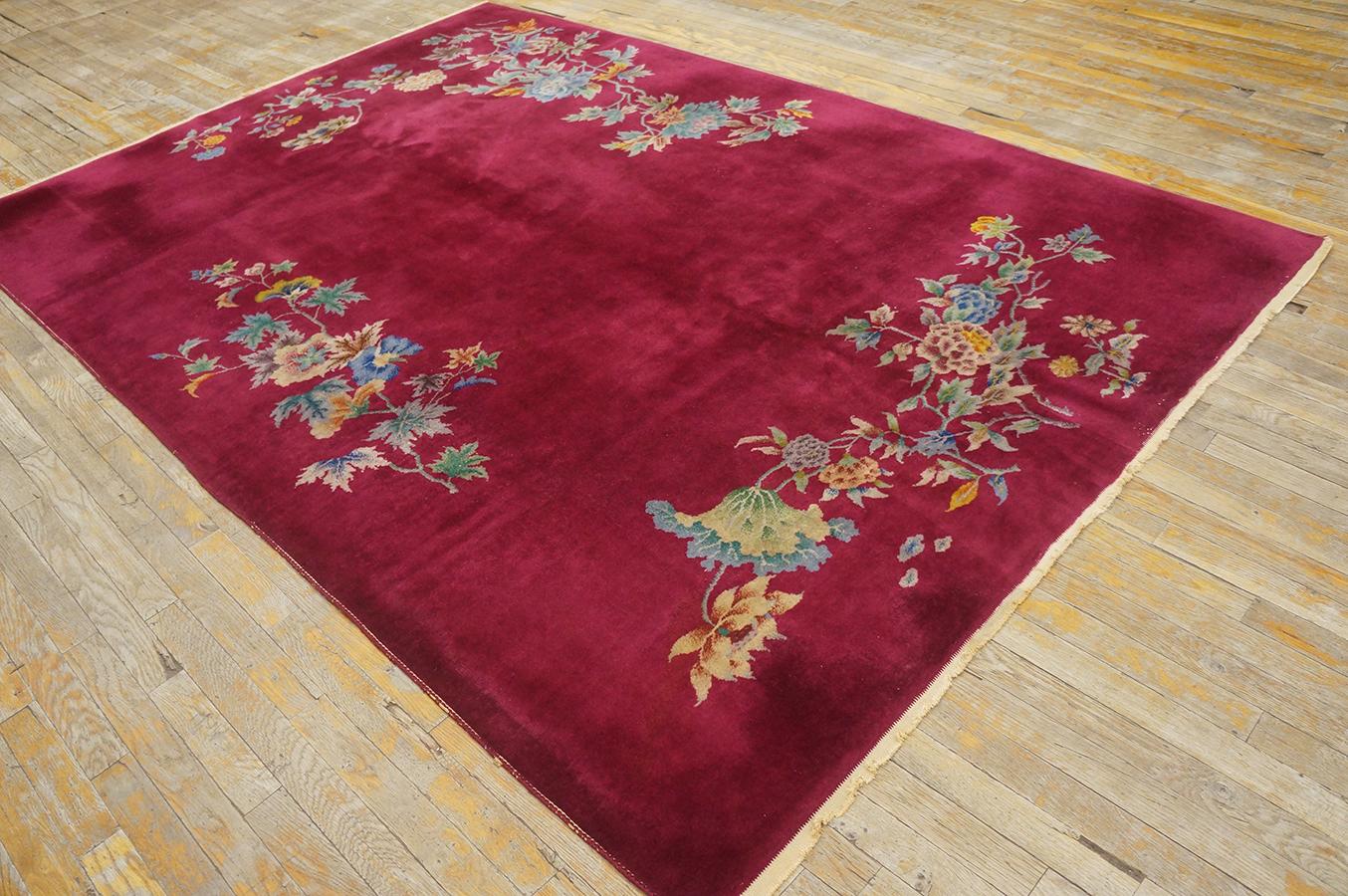 Hand-Knotted 1930s Chinese Art Deco Carpet ( 5 10'' x 8'6'' - 178 x 259 ) For Sale