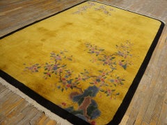 1920s Yellow Open Field Chinese Art Deco Carpet By Nichols Atelier 5'10" x 8'8"