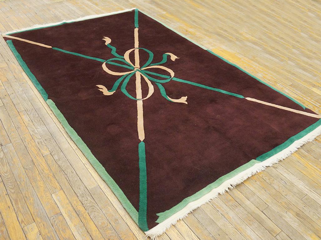 Antiker chinesischer Art-Déco-Teppich, Größe: 5'2