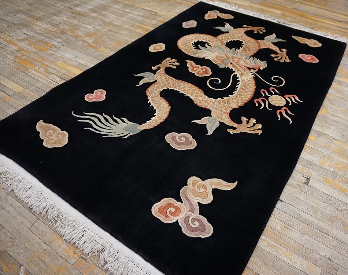 Art Deco Vintage 1980s Chinese Dragon Carpet ( 5'7