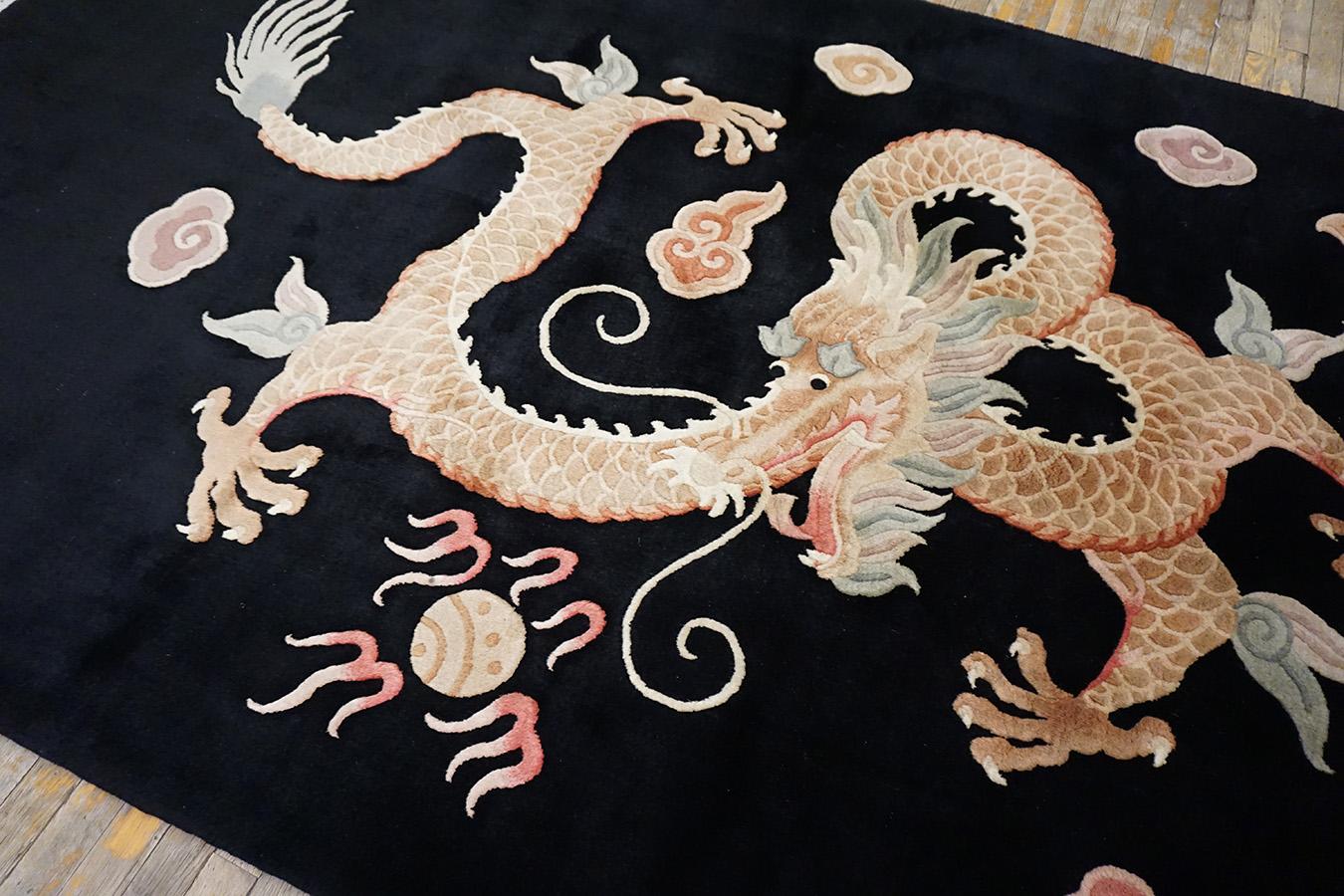 Wool Vintage 1980s Chinese Dragon Carpet ( 5'7