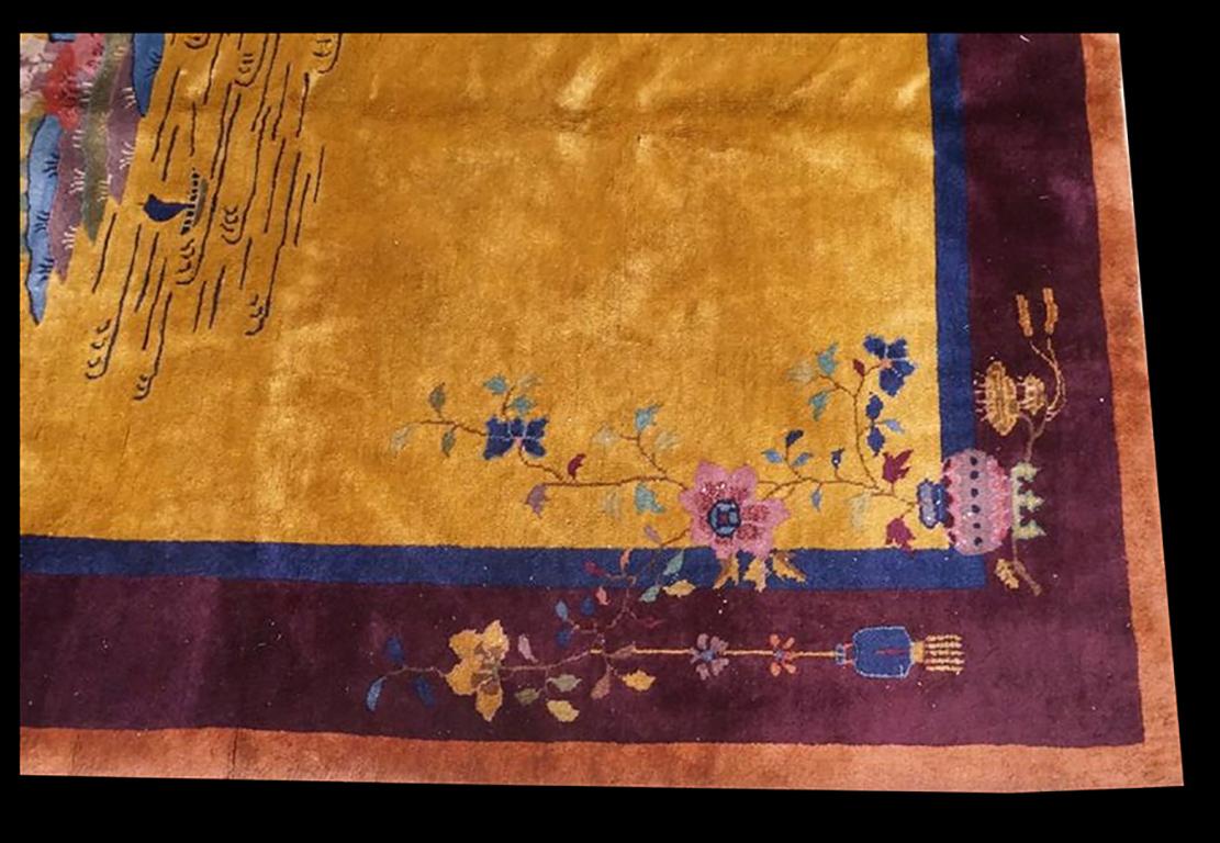 Hand-Knotted Antique Chinese, Art Deco Rug