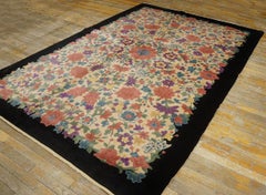 1920s Ivory Floral Chinese Art Deco Carpet by Fette-Li Workshop 6'X8'9" Wool Rug