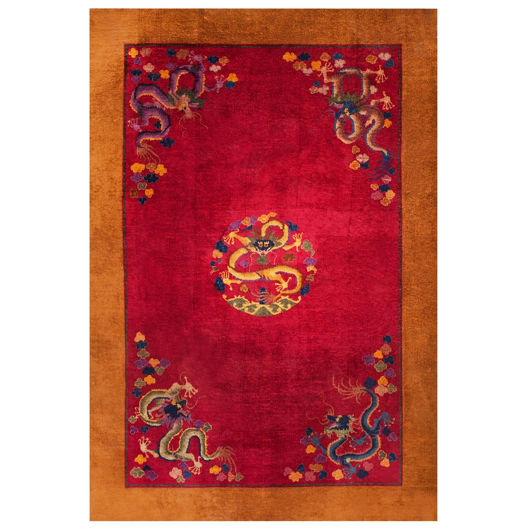 1920s Chinese Art Deco Dragon Carpet ( 6' x 8'9" - 183 x 267 ) For Sale