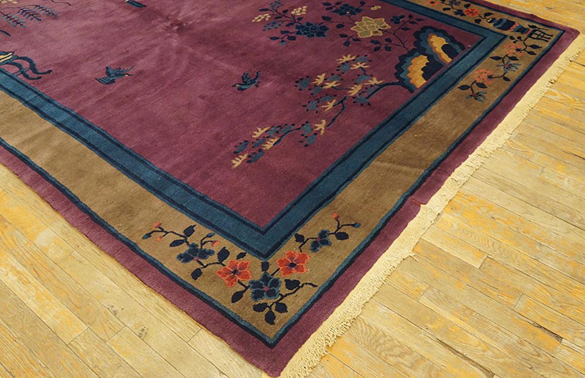 Hand-Knotted 1920s Chinese Art Deco Carpet ( 6'2