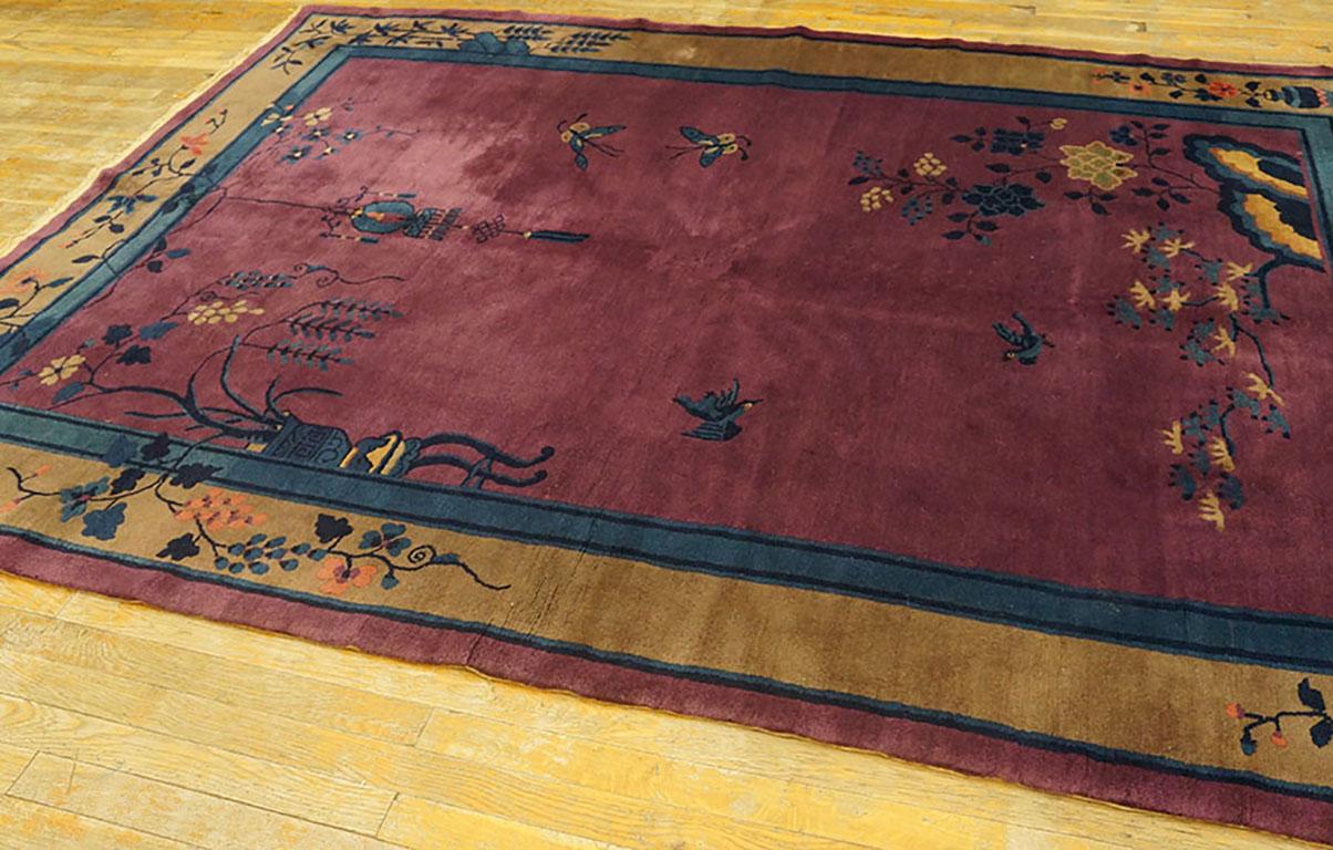 Wool 1920s Chinese Art Deco Carpet ( 6'2