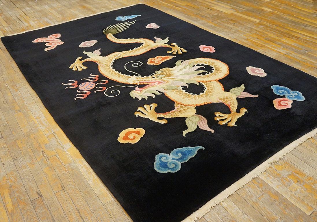 Hand-Knotted Chinese Art Deco Carpet 6' 2