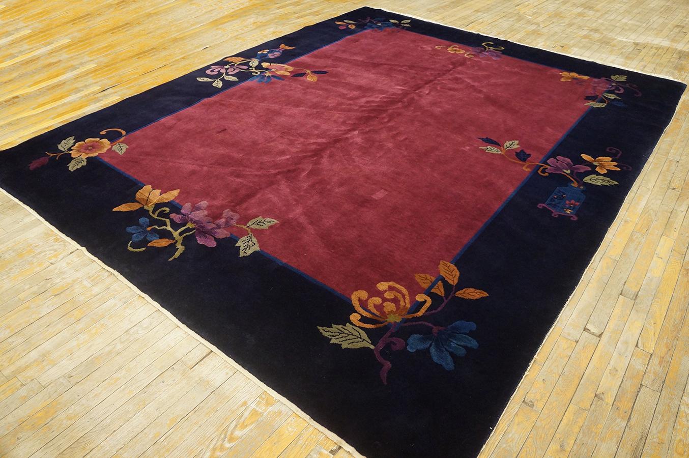 Hand-Knotted 1920s Chinese Art Deco Carpet ( 9' x 11'3