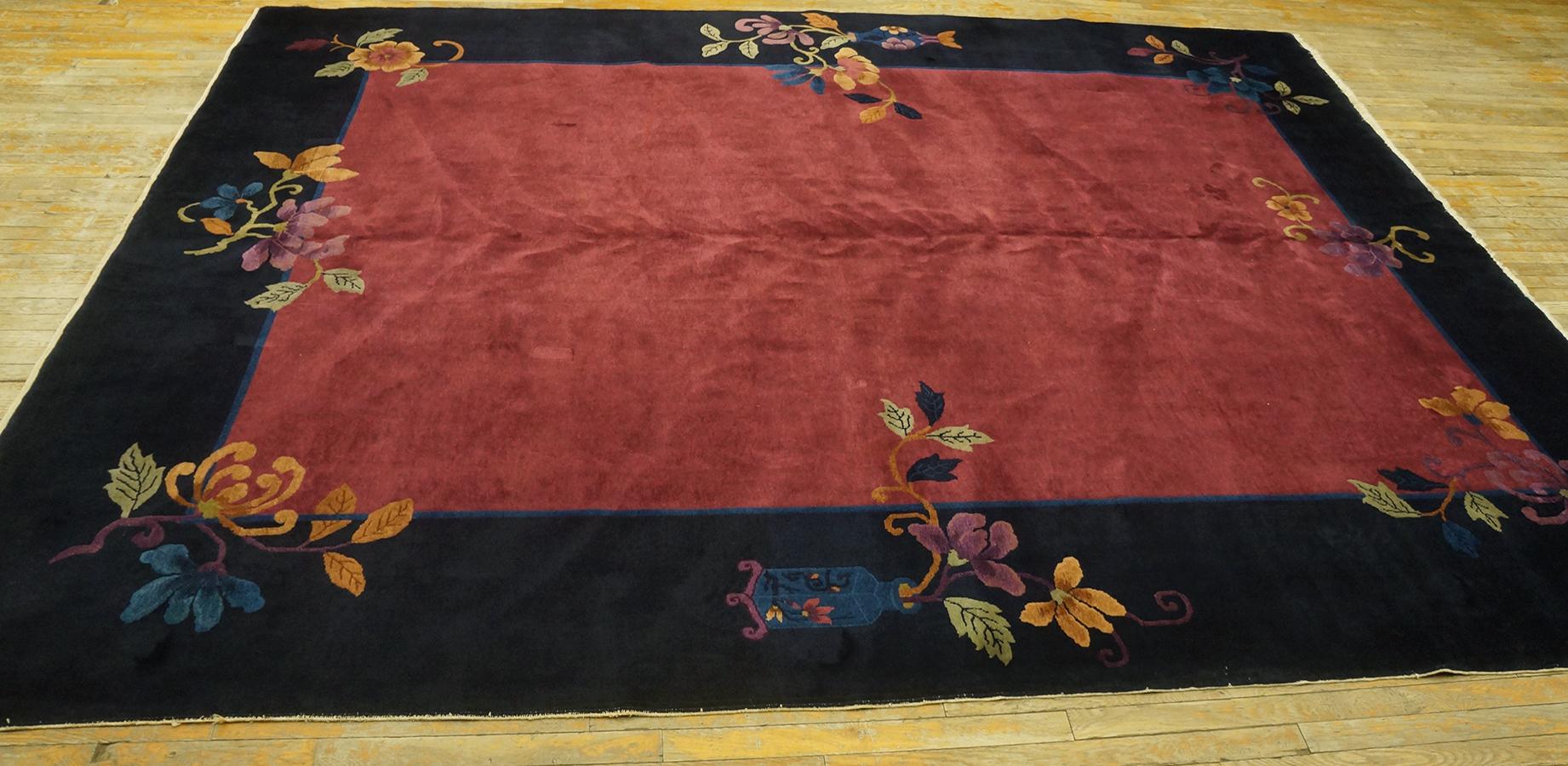 Wool 1920s Chinese Art Deco Carpet ( 9' x 11'3
