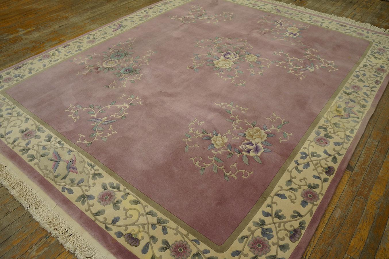 Hand-Knotted Vintage 1980s Chinese Art Deco Rug ( 7' 9'' x 9' 8'' - 235 x 295 cm ) For Sale