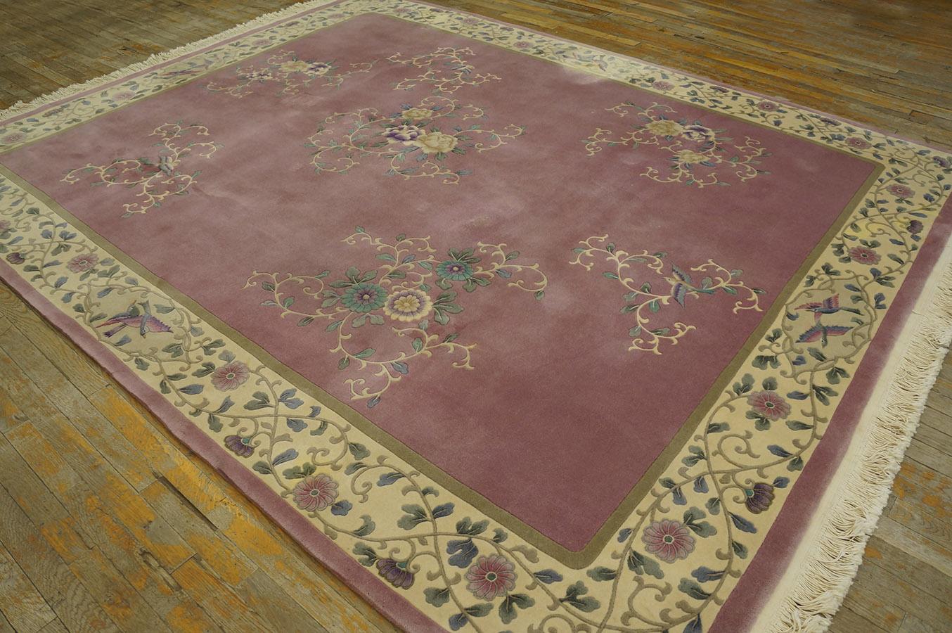 Wool Vintage 1980s Chinese Art Deco Rug ( 7' 9'' x 9' 8'' - 235 x 295 cm ) For Sale