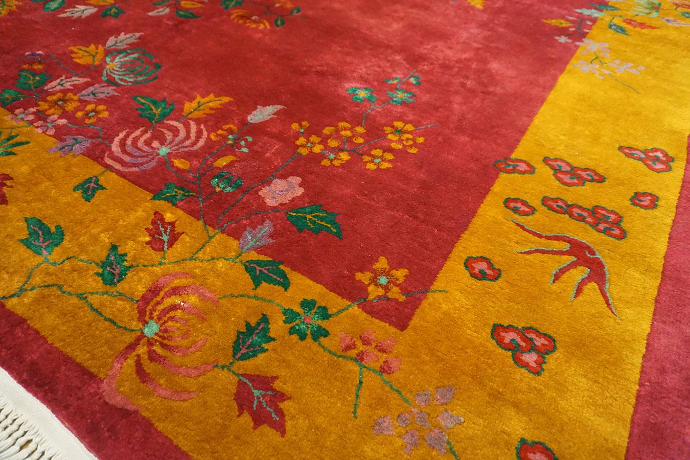 Wool 1920s Chinese Art Deco Carpet by Nichols Workshop ( 7'10