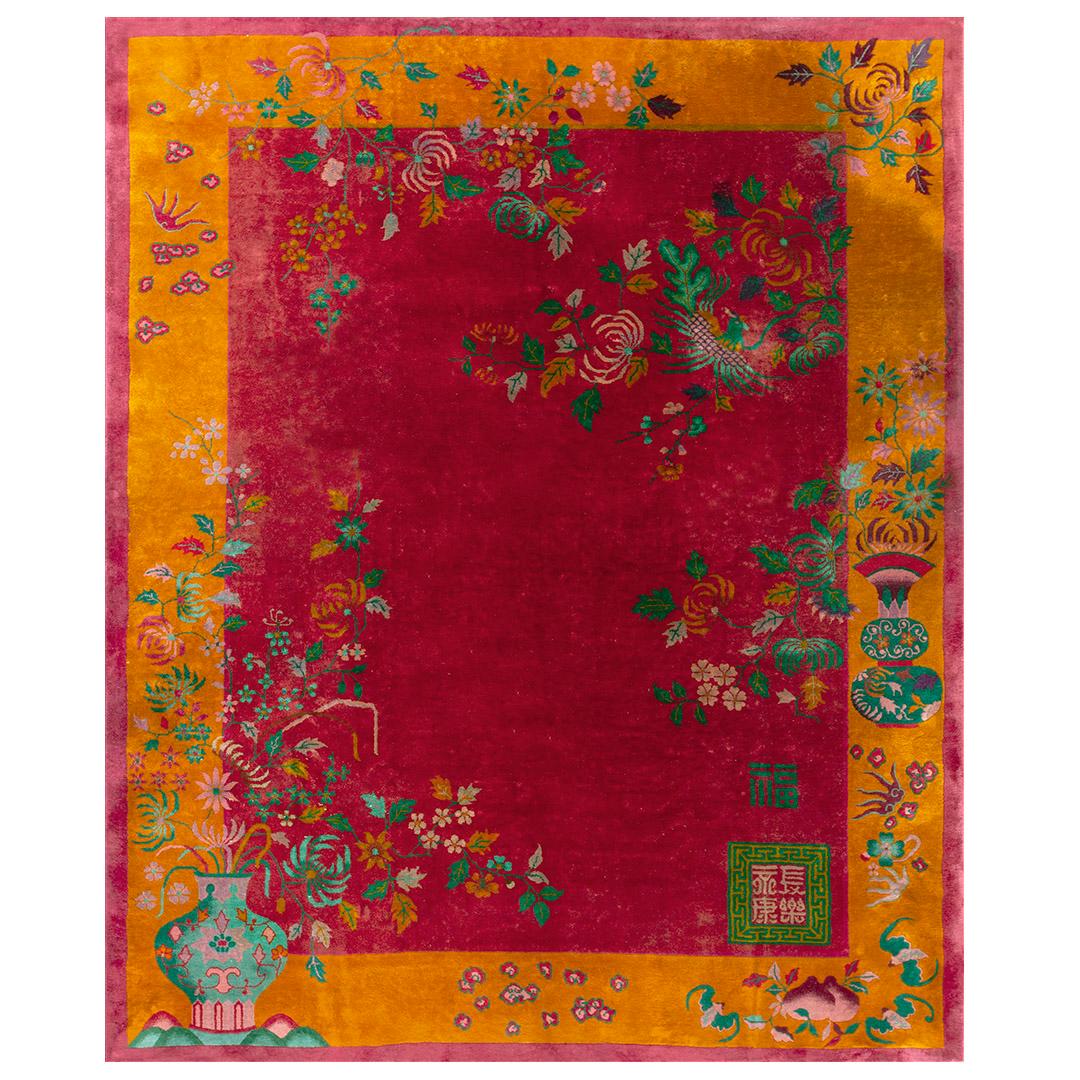 1920s Chinese Art Deco Carpet by Nichols Workshop ( 7'10" x 9'6" - 240 x 290 ) For Sale