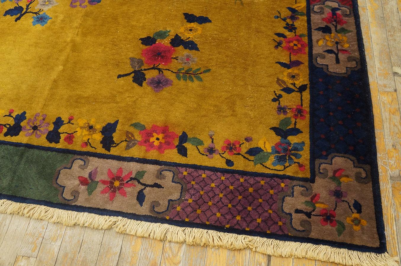 Hand-Knotted 1920s Chinese Art Deco Carpet ( 7'2