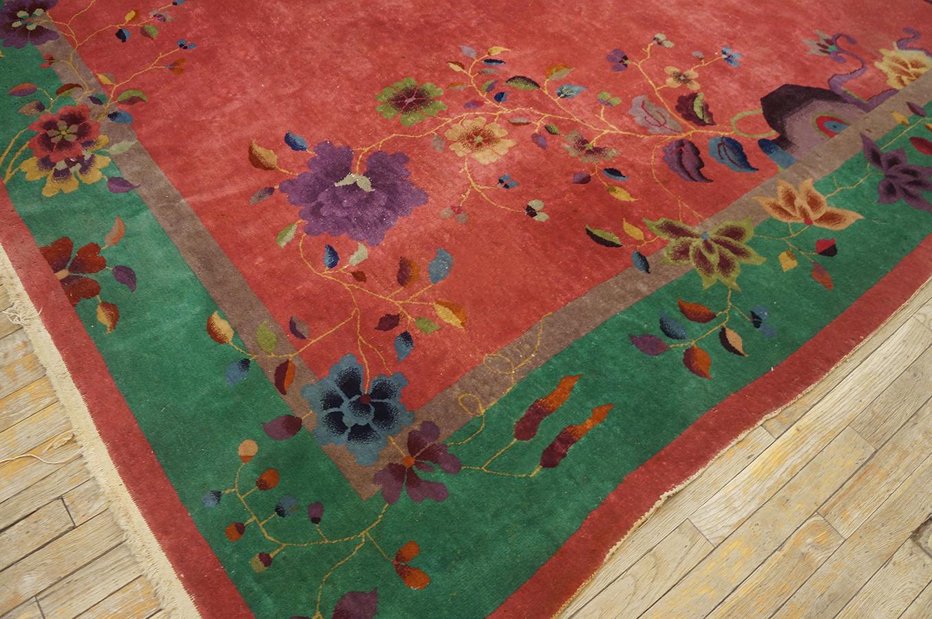 1920er Jahre Chinesischer Art Deco Teppich ( 8' x 9'6'' - 245 x 290 ) (Frühes 20. Jahrhundert) im Angebot