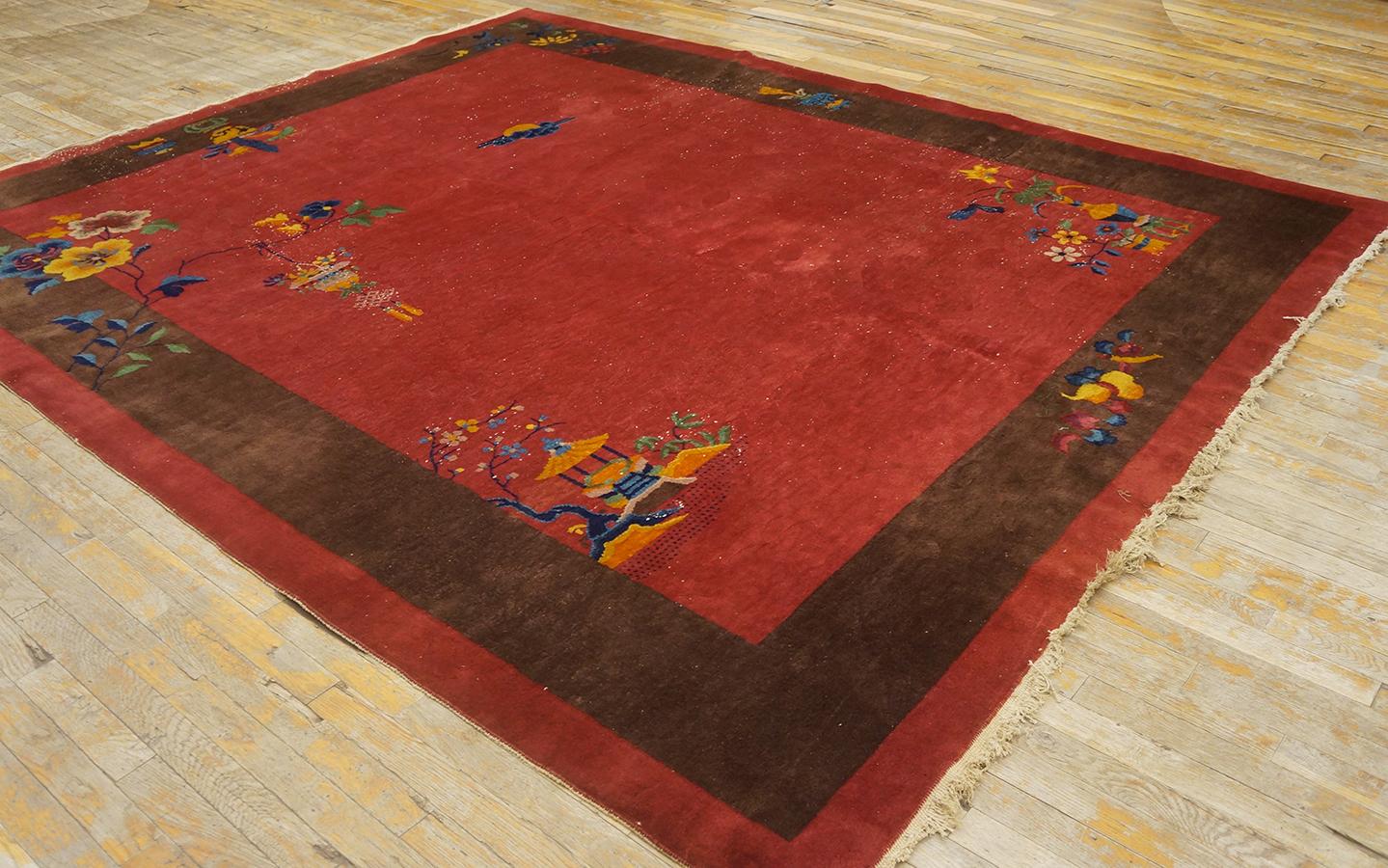 Hand-Knotted 1920s Chinese Art Deco Carpet (  8' x 9'9