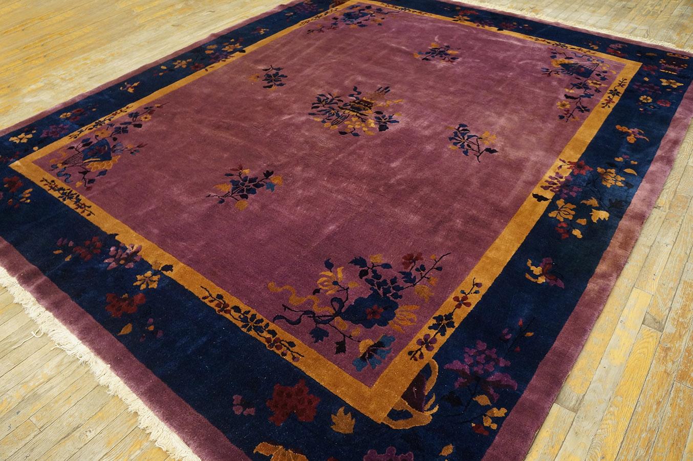 Hand-Knotted 1920s Chinese Art Deco Carpet ( 8' x 9' 8'' - 245 x 295 cm ) For Sale