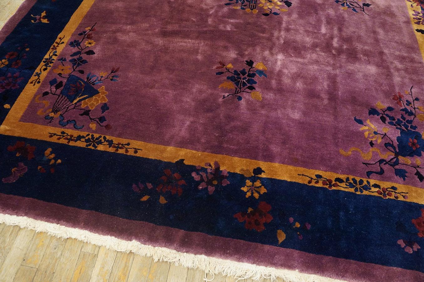 Wool 1920s Chinese Art Deco Carpet ( 8' x 9' 8'' - 245 x 295 cm ) For Sale