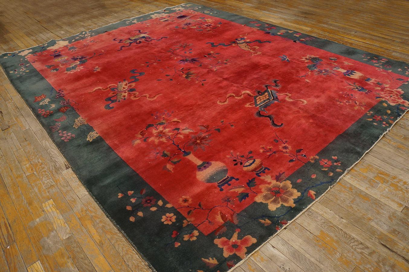 Hand-Knotted 1920s Chinese Art Deco Carpet ( 8' 10'' x 11' 2'' - 270 x 340 cm )  For Sale