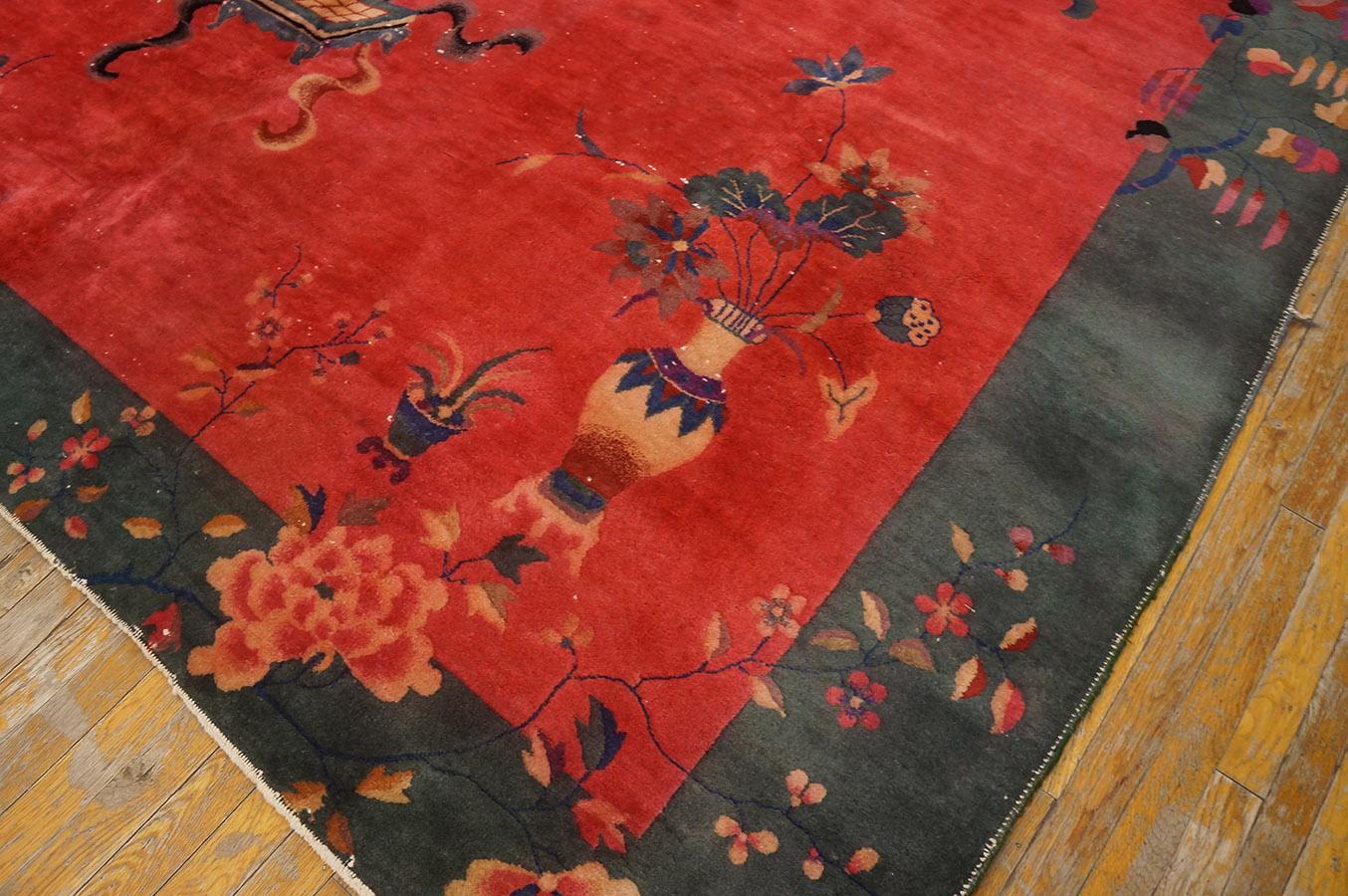 Early 20th Century 1920s Chinese Art Deco Carpet ( 8' 10'' x 11' 2'' - 270 x 340 cm )  For Sale
