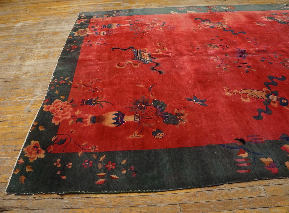 Wool 1920s Chinese Art Deco Carpet ( 8' 10'' x 11' 2'' - 270 x 340 cm )  For Sale