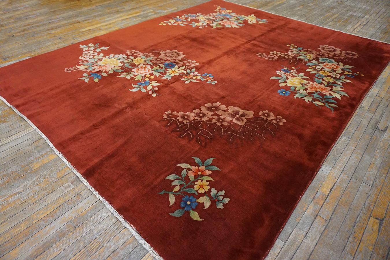 Hand-Knotted 1930s Chinese Art Deco Carpet ( 8'10'' x 11'4'' - 270 x 345 ) For Sale