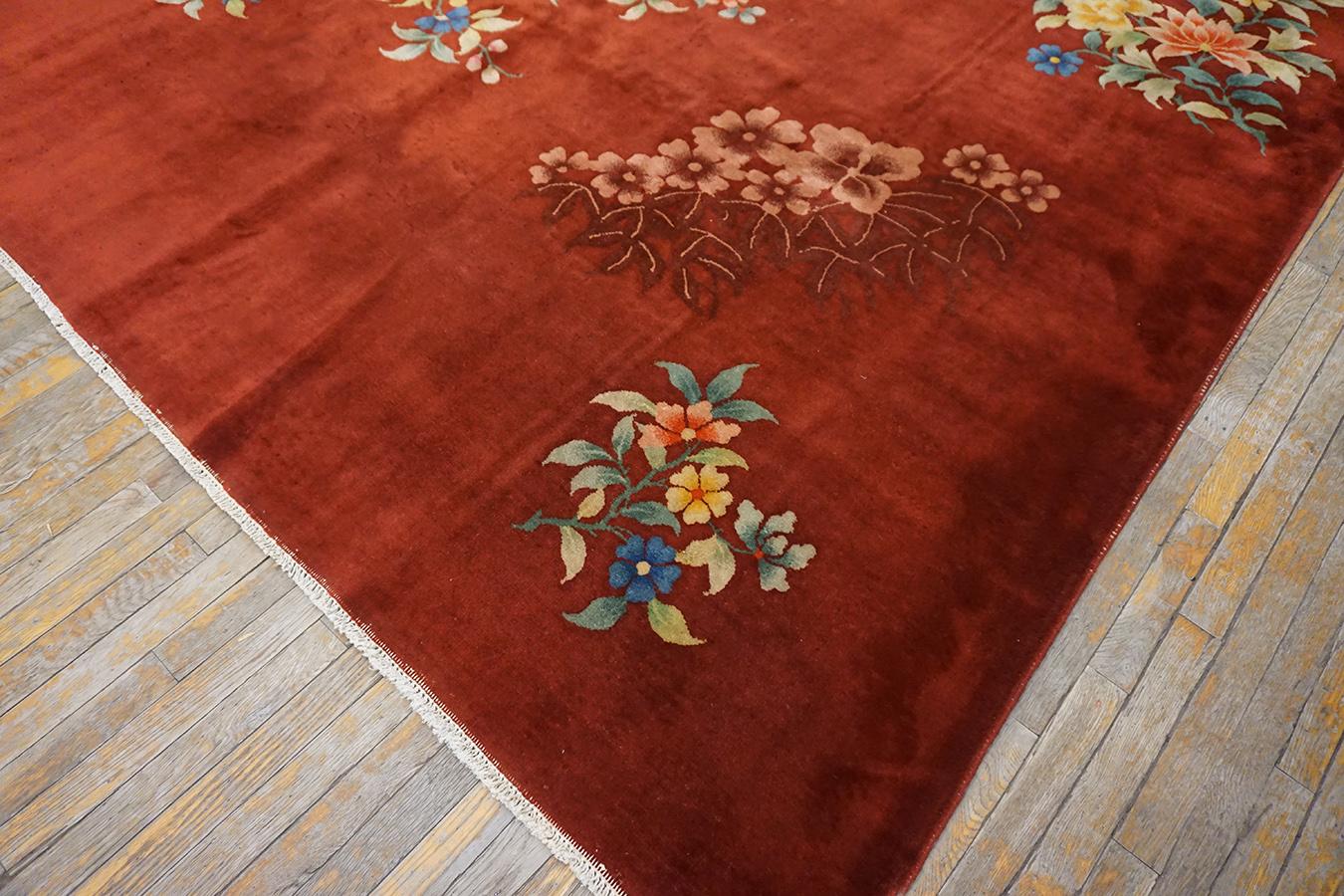 Noué à la main Tapis chinois Art Déco des années 1930 ( 8'10'' x 11'4'' - 270 x 345 ) en vente