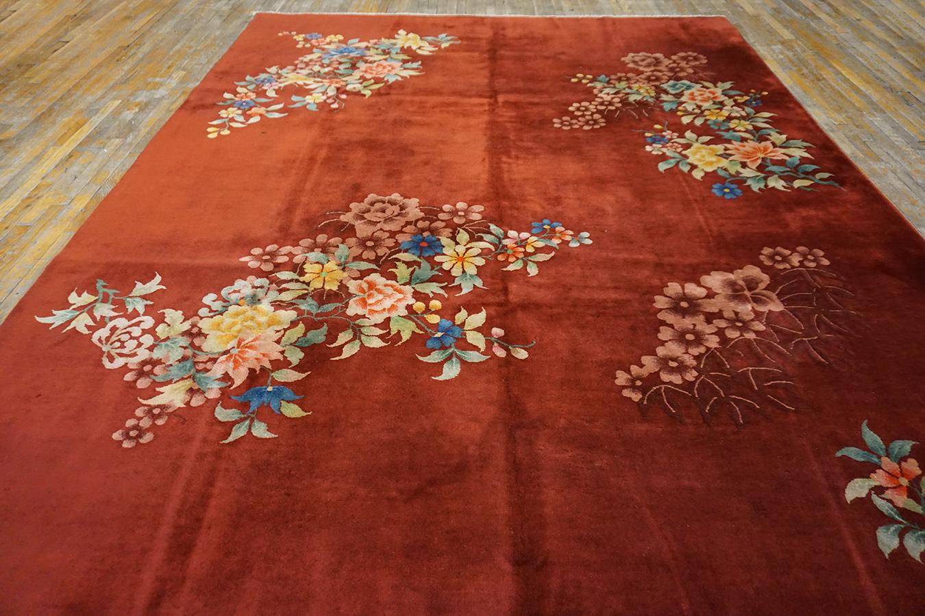 Wool 1930s Chinese Art Deco Carpet ( 8'10'' x 11'4'' - 270 x 345 ) For Sale