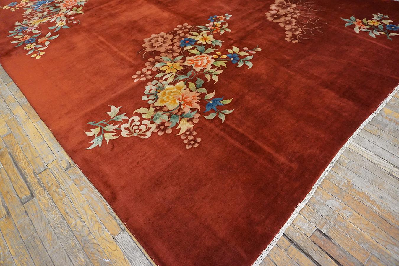 Tapis chinois Art Déco des années 1930 ( 8'10'' x 11'4'' - 270 x 345 ) en vente 1