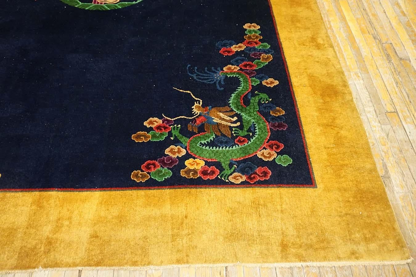 1920s Chinese Art Deco Carpet by Nichols Workshop (8'10'' x 11'6'' - 270 x 350) For Sale 4