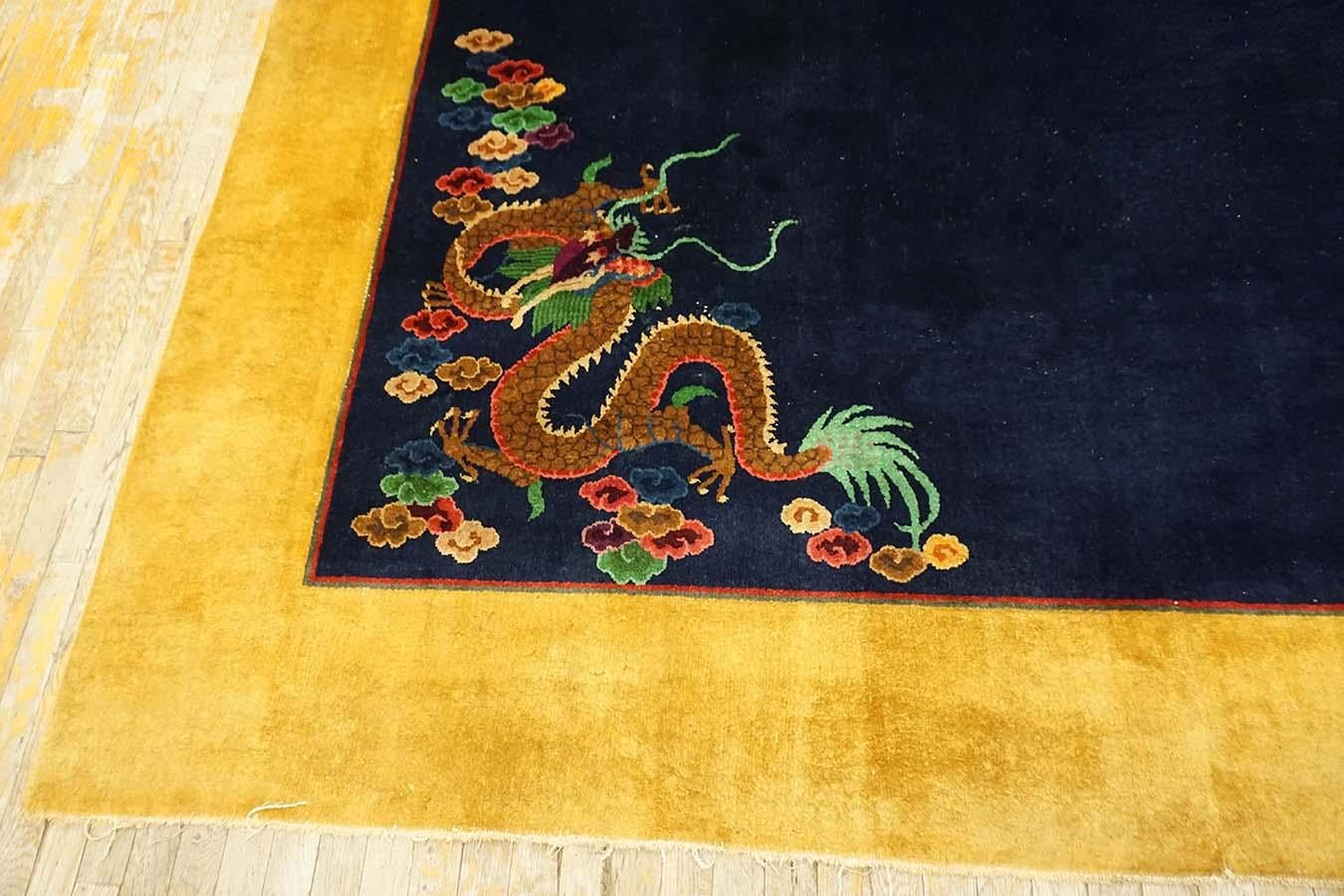 Wool 1920s Chinese Art Deco Carpet by Nichols Workshop (8'10'' x 11'6'' - 270 x 350) For Sale