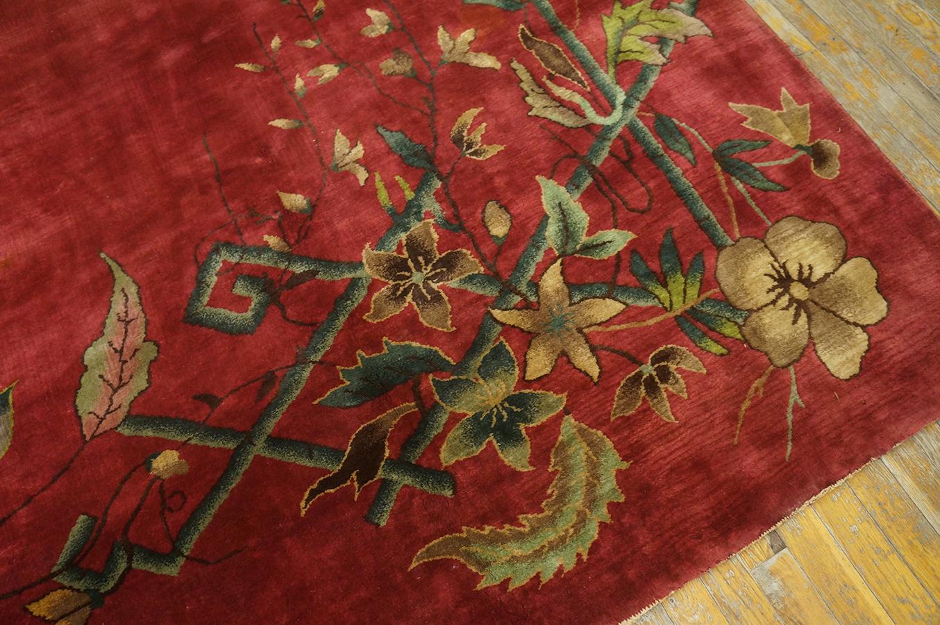 Noué à la main Tapis Art Déco chinois des années 1920 (32,7 x 353 cm) en vente
