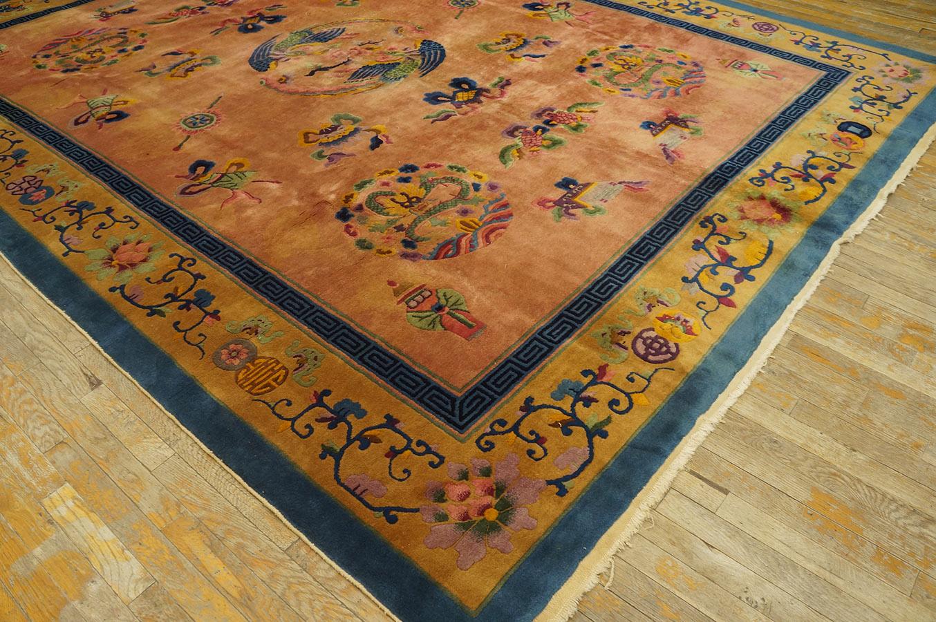 Chinesischer Art-déco-Teppich aus den 1920er Jahren ( 8''10'''' x 11''5''''- 270 x 348 ) im Angebot 3