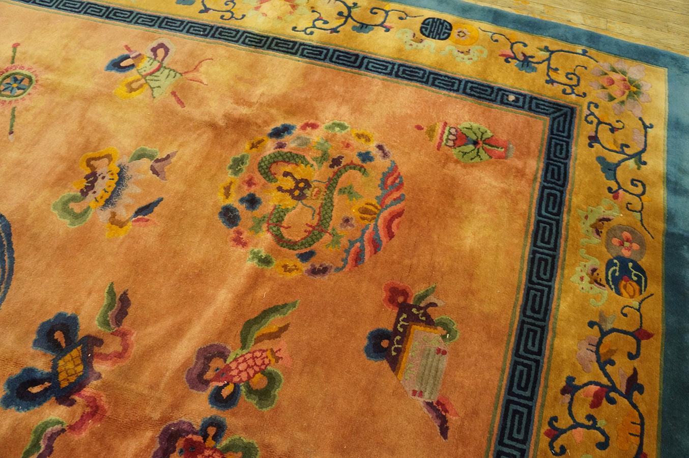 Chinesischer Art-déco-Teppich aus den 1920er Jahren ( 8''10'''' x 11''5''''- 270 x 348 ) im Angebot 2