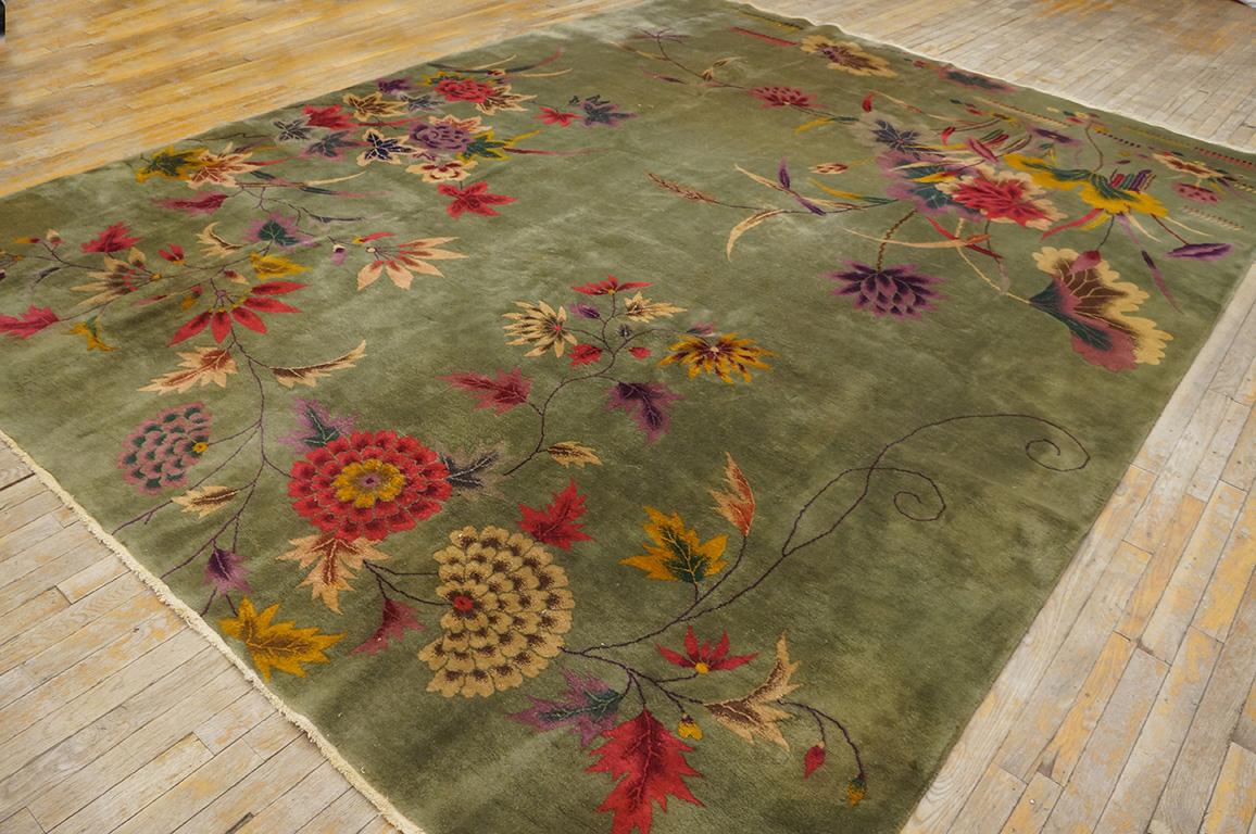 Antique Chinese Art Deco rug Measures: 8' 10'' x 11' 6''.