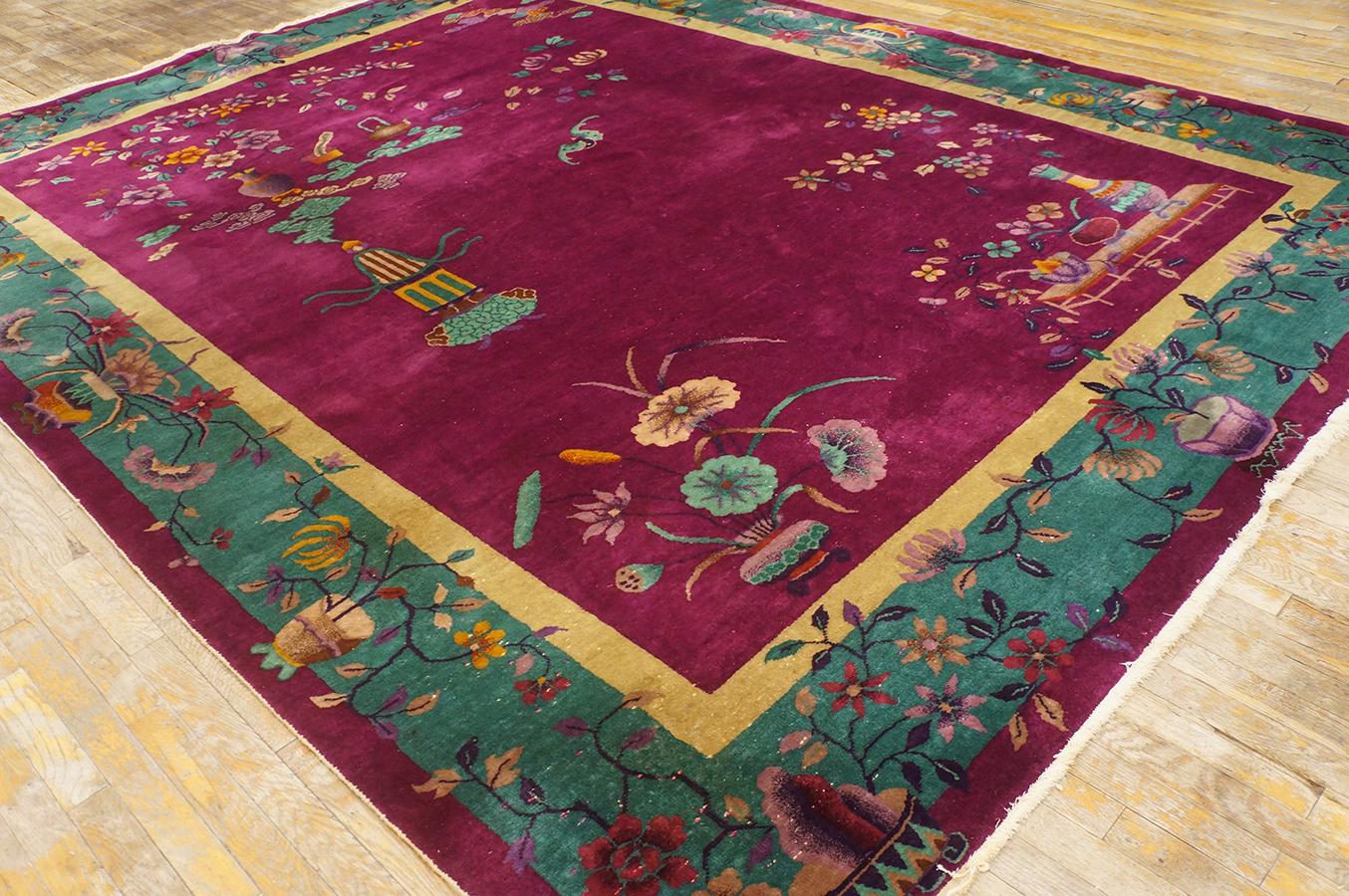 Hand-Knotted 1920s Chinese Art Deco Carpet ( 8' 10