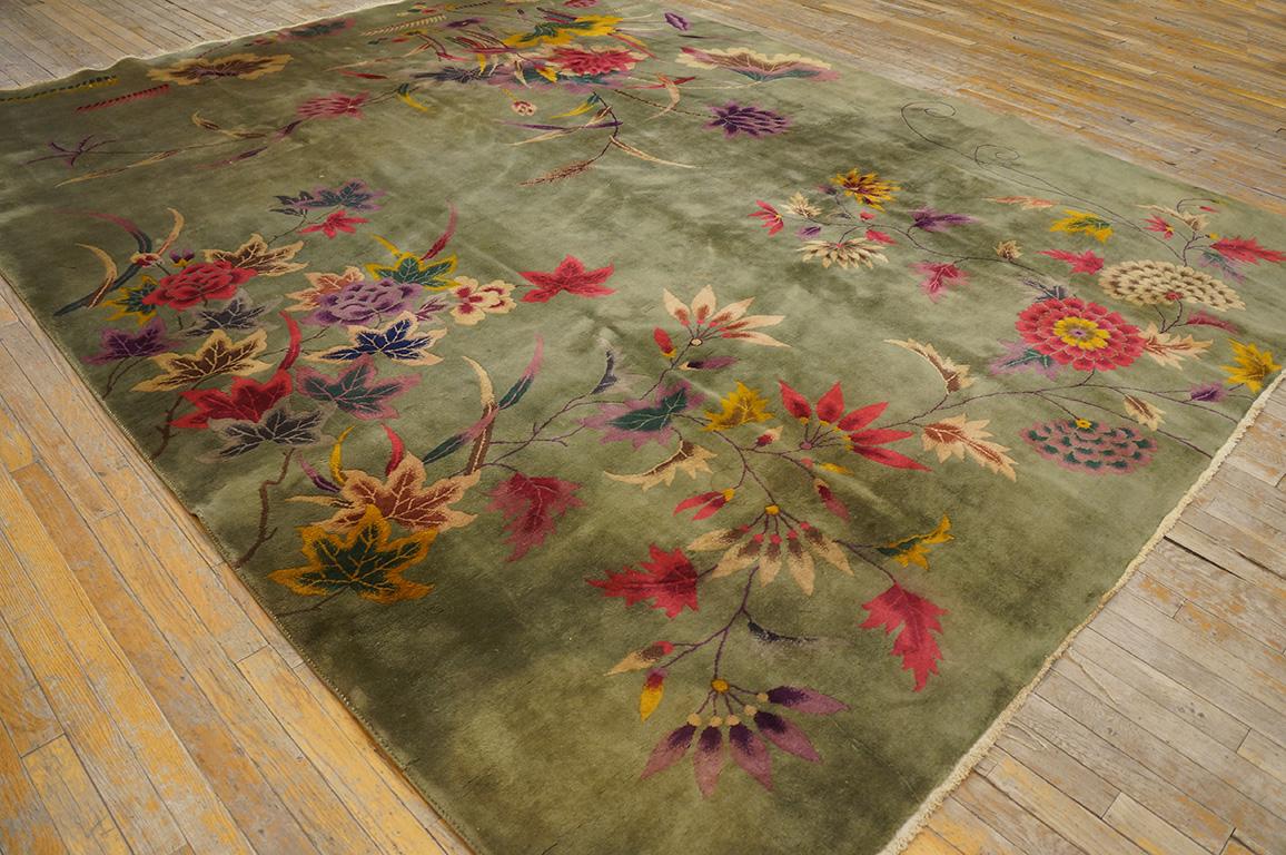 Hand-Knotted Antique Chinese Art Deco Rug 8' 10'' x 11' 6''