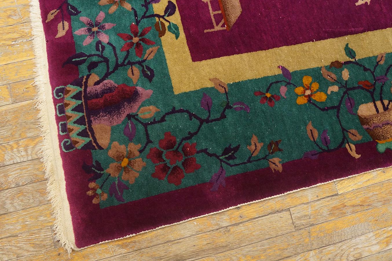 Wool 1920s Chinese Art Deco Carpet ( 8' 10