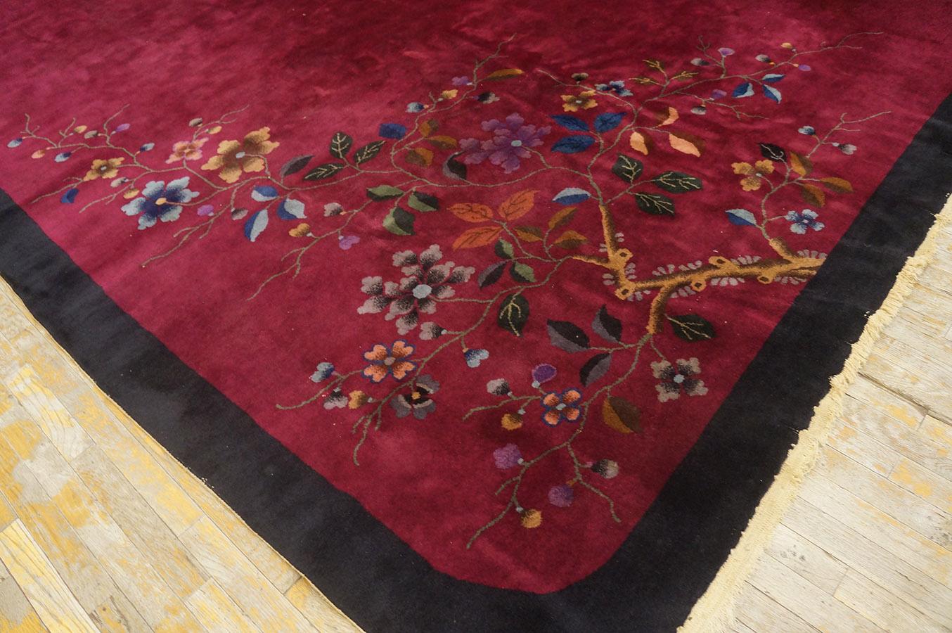 Wool 1920s Chinese Art Deco Carpet ( 8' 10'' x 11' 6'' - 270 x 350 cm ) For Sale
