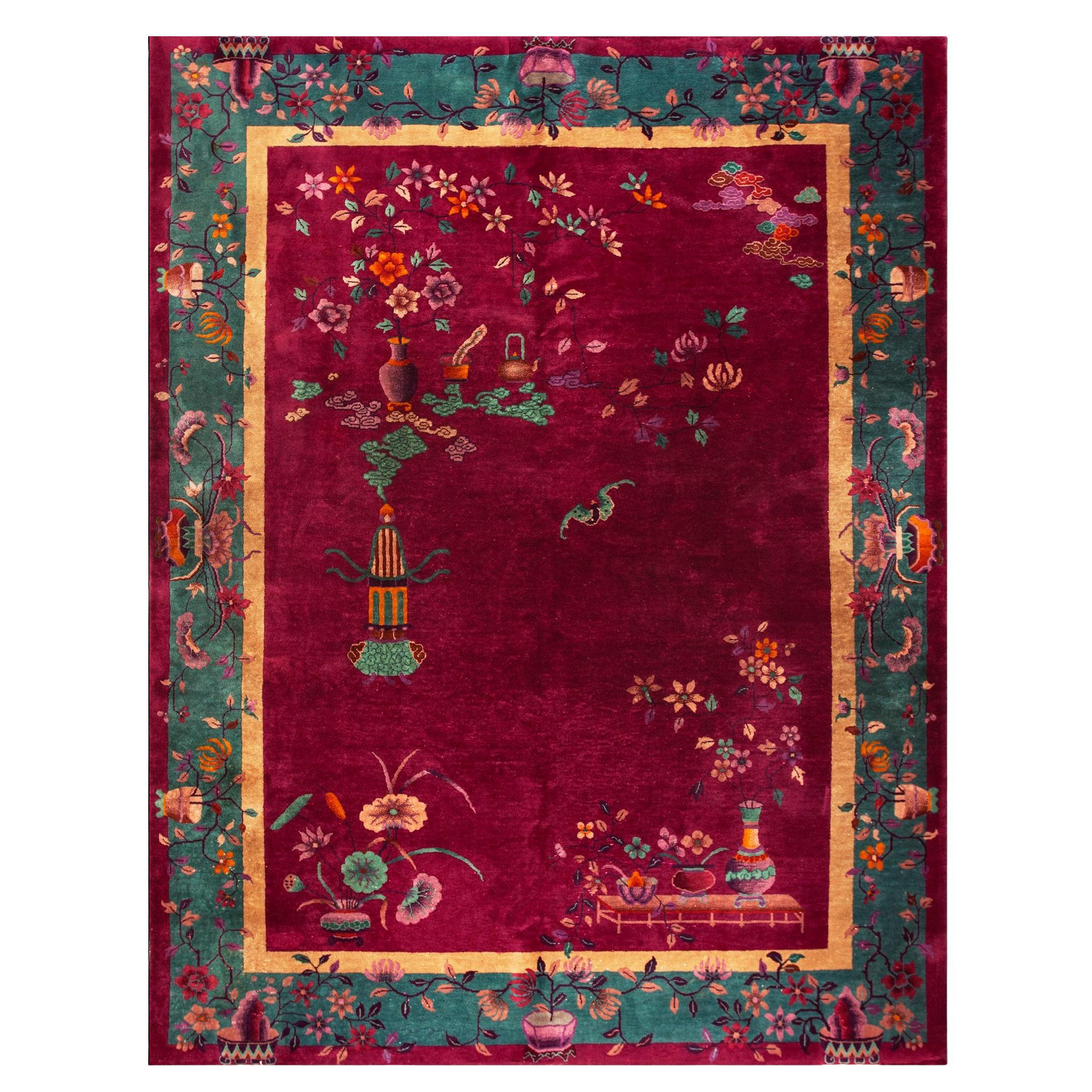 Chinesischer Art-déco-Teppich aus den 1920er Jahren ( 8' 10 Zoll x 11' 6 Zoll - 270 x 350 cm)